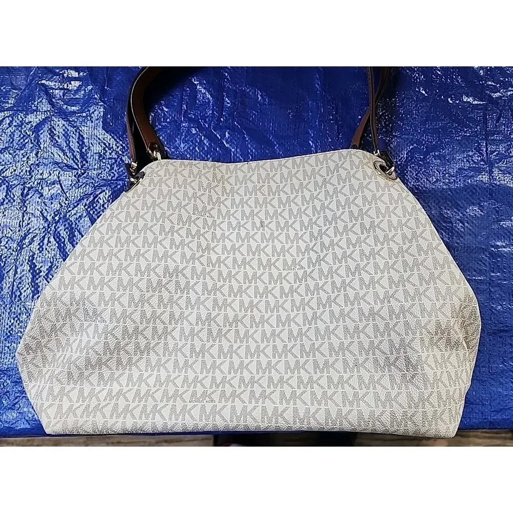Michael Kors Canvas Handbag Tote Ivory 